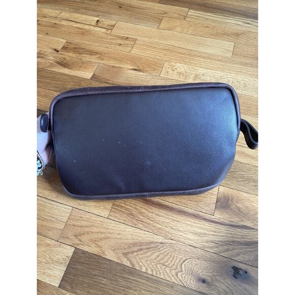 Fossil Vintage Men's Brown Leather Toiletry Travel Bag Dopp Kit Wide Mouth Zip - Picture 3 of 8